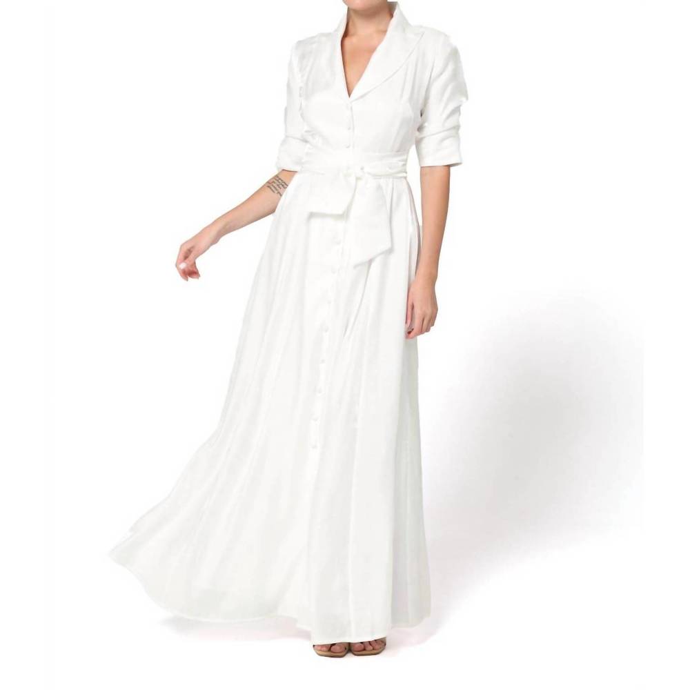 NEW BARUNI amara shimmery collar maxi dress in white